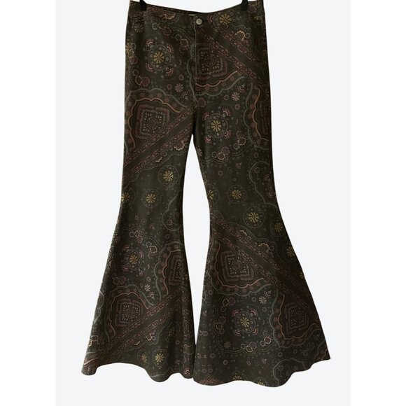 We The Free Pants - We The Free Women's Size 30 Floral Bell Bottom Flared Pants Muted Purple Pink Bl